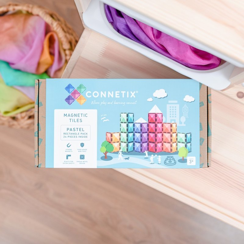 澳洲Connetix粉彩磁力積木-長方形補充組(24pc) 益智玩具 - 寶寶/兒童玩具/玩偶 - 塑膠 