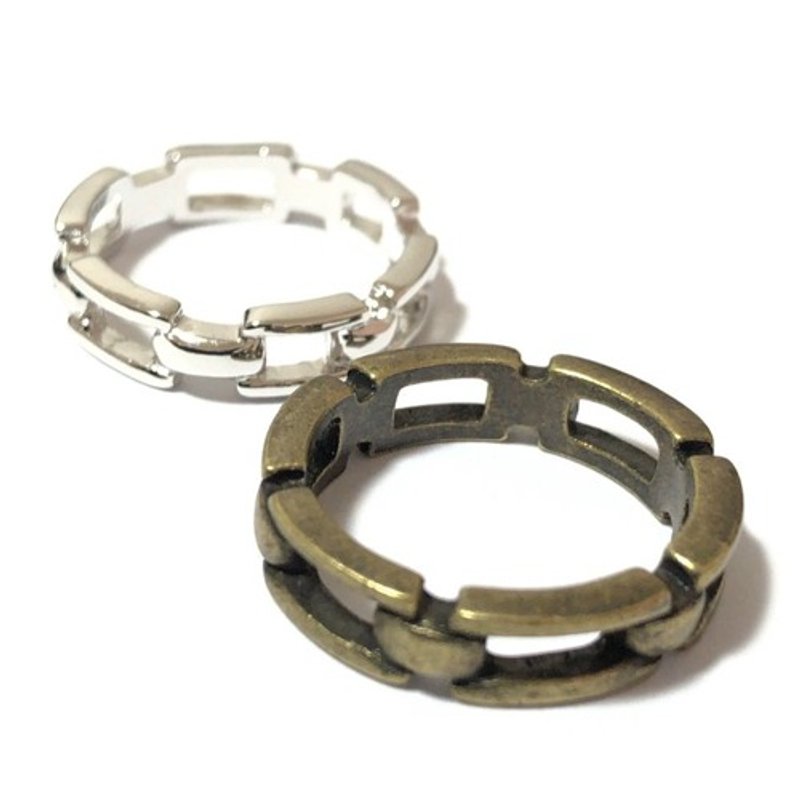 HARD CHAIN RING - 戒指 - 其他金屬 咖啡色