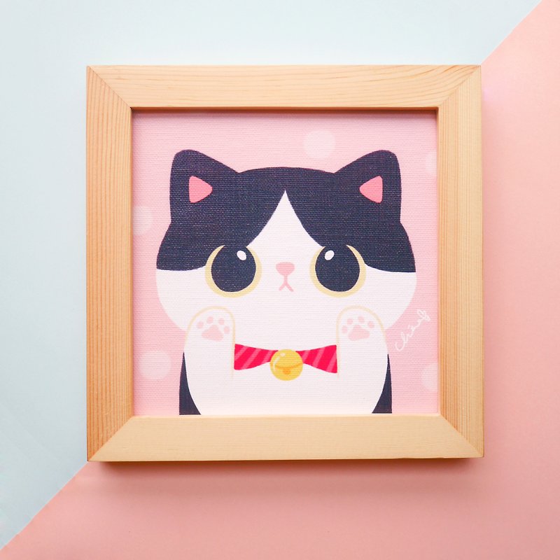 ChiaBB cute fat cat star / five kinds of color wooden frame painting (15x15cm) - กรอบรูป - ไม้ หลากหลายสี