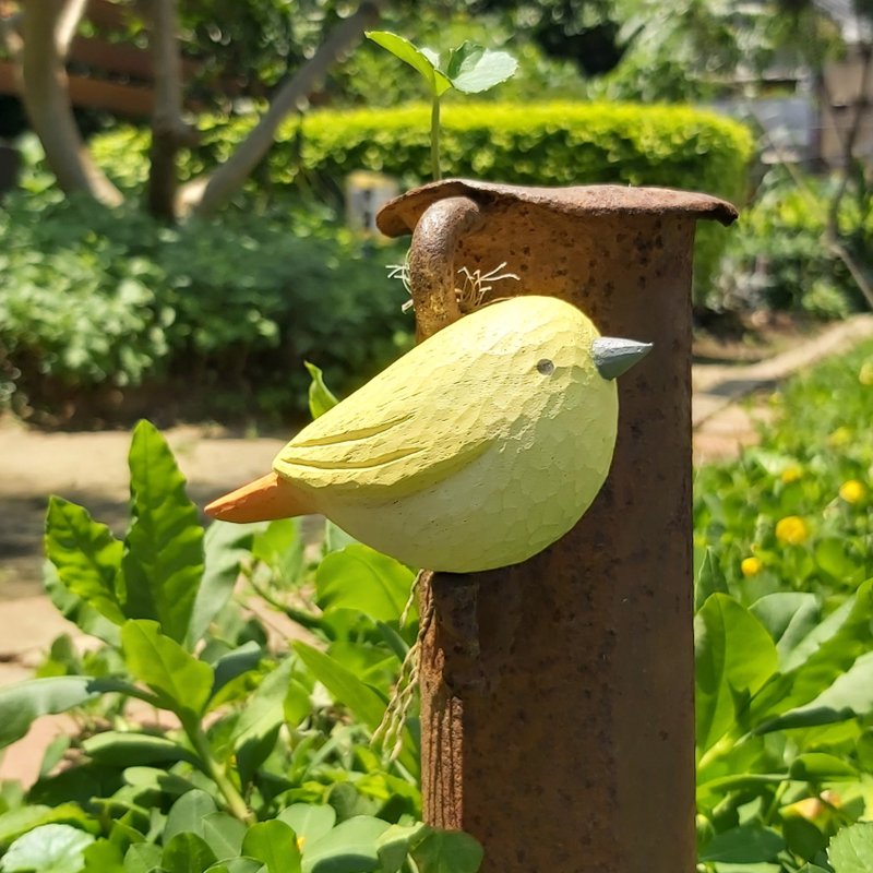 黃雀 木雕(需訂購) - 公仔/玩偶 - 木頭 黃色