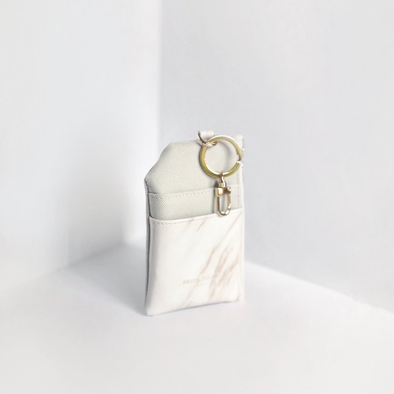 合皮 財布 ホワイト - [カスタマイズ]無料のホットスタンプ名刺ホルダーバッグ-白い大理石