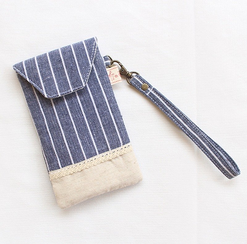 Forest Goethe Stitching Lace Striped Phone Bag / Storage Bag - Other - Cotton & Hemp 