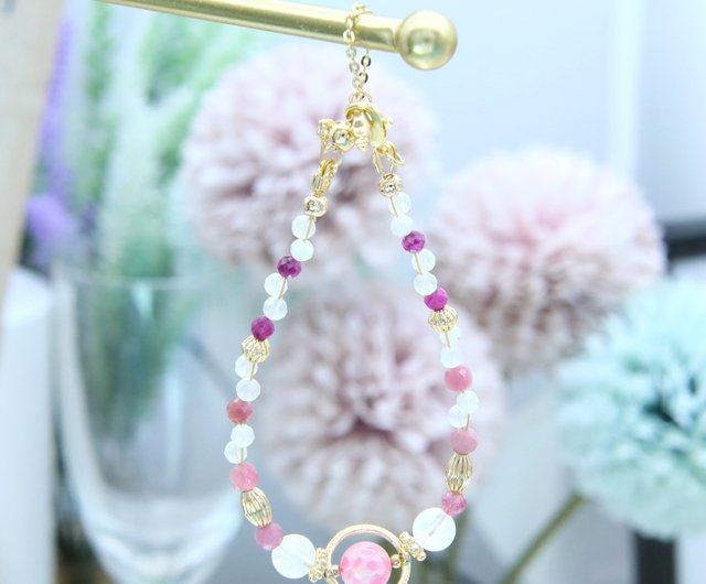 天然石 ハンドメイド ブレスレット No.97 ピンクトルマリン 薔薇