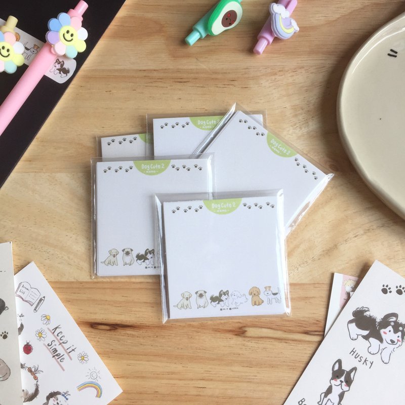Memo pad 'Dog cute2', 7x7cm 20's - 便條紙/便利貼 - 紙 