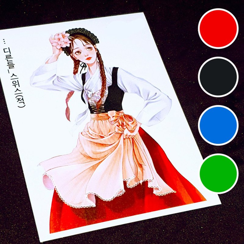 Dirdle Switzerland (3colors) 10 (honne market) person sticker blackraccoon - 貼紙 - 紙 