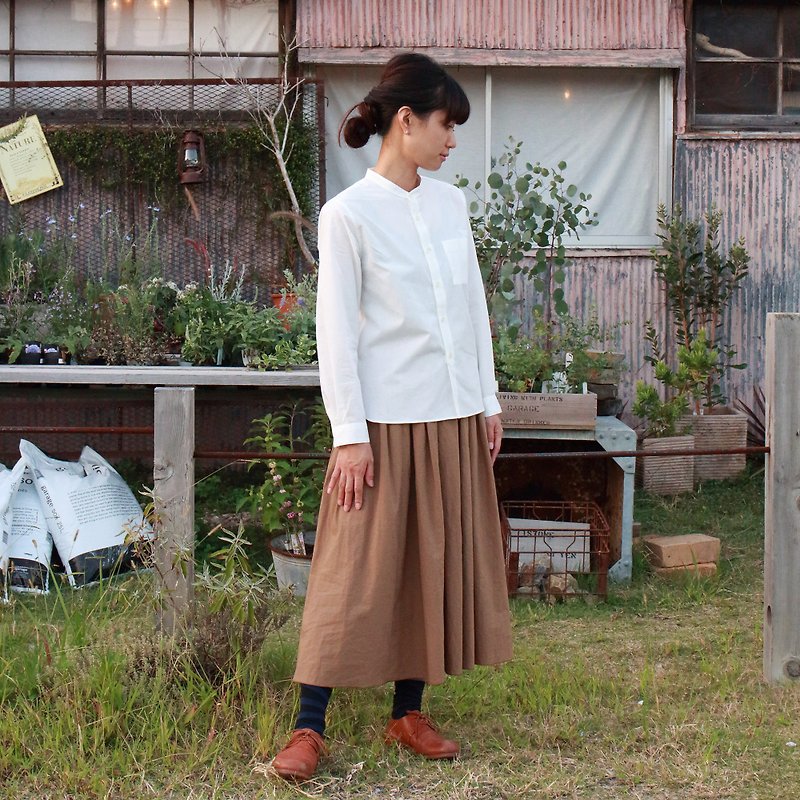 Band color cotton shirt · unisex size 1 - เสื้อผู้หญิง - ผ้าฝ้าย/ผ้าลินิน ขาว