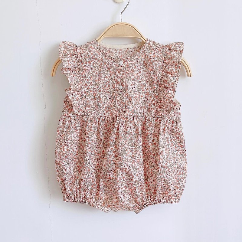 Pretty Little Flying Lotus One Piece - Delicate Small Floral - Onesies - Cotton & Hemp Red