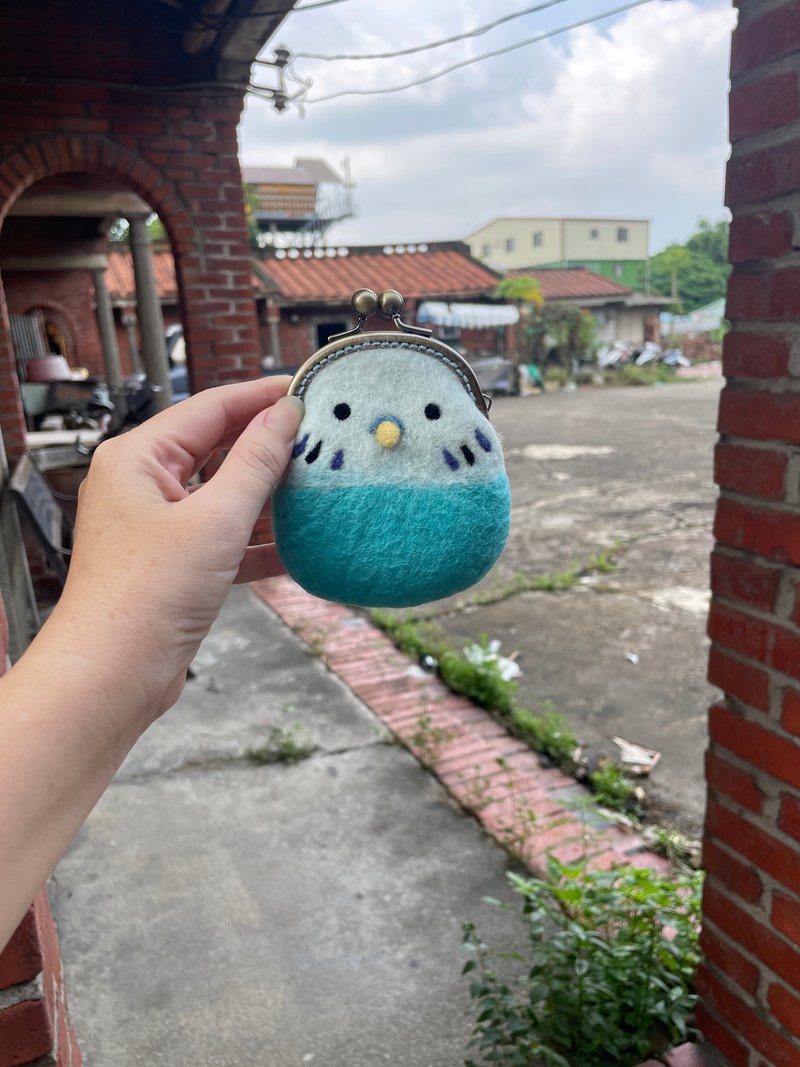 虎皮鸚鵡 手作 羊毛氈 口金包 零錢包 - 零錢包/小錢包 - 羊毛 