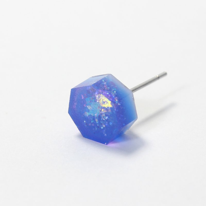 觀星 / 樹脂耳環 - 單隻 / 七角形 藍紫 亮片 夢幻 - 耳環/耳夾/耳骨夾 - 樹脂 藍色