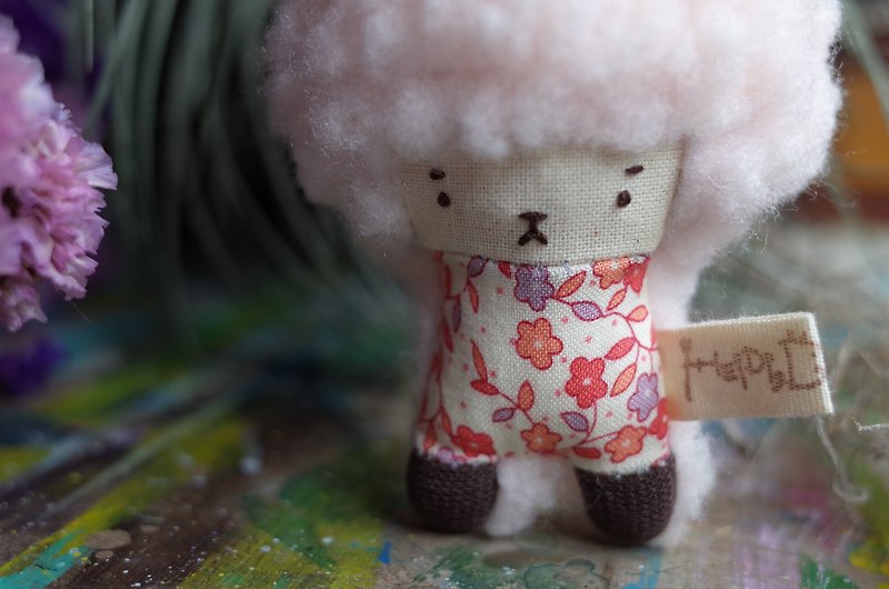 Dora rabbit - pink hair -161 red flowers - ที่ห้อยกุญแจ - ผ้าฝ้าย/ผ้าลินิน สึชมพู