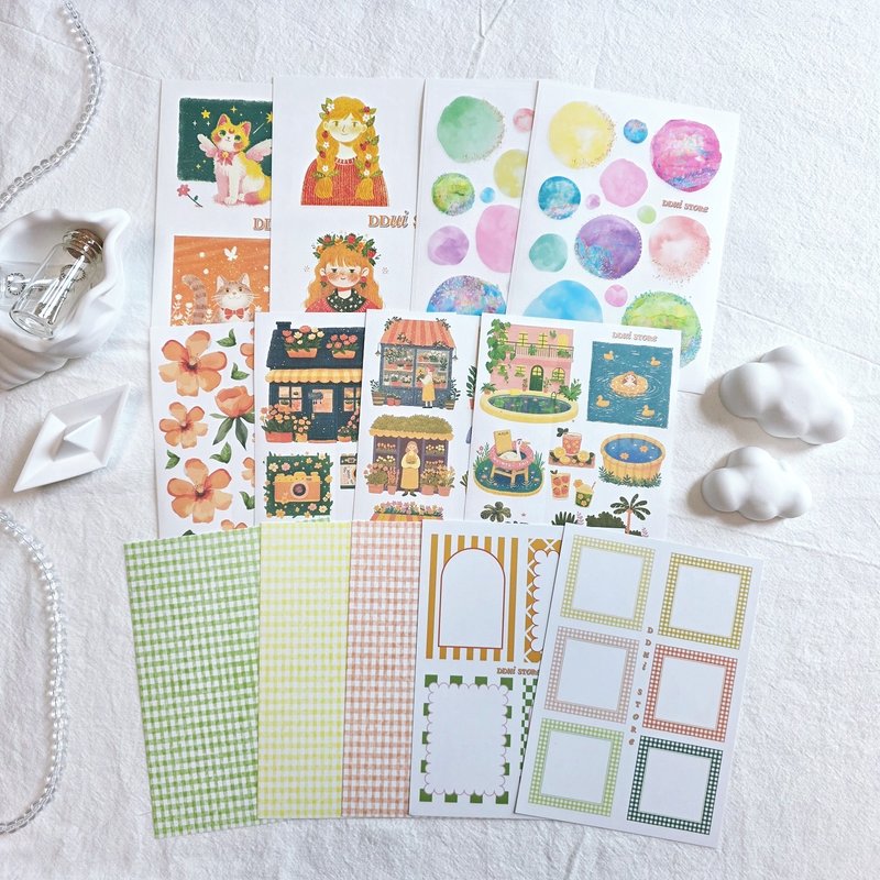 DDui store) Summer Orange Package stickers pack - 貼紙 - 其他材質 
