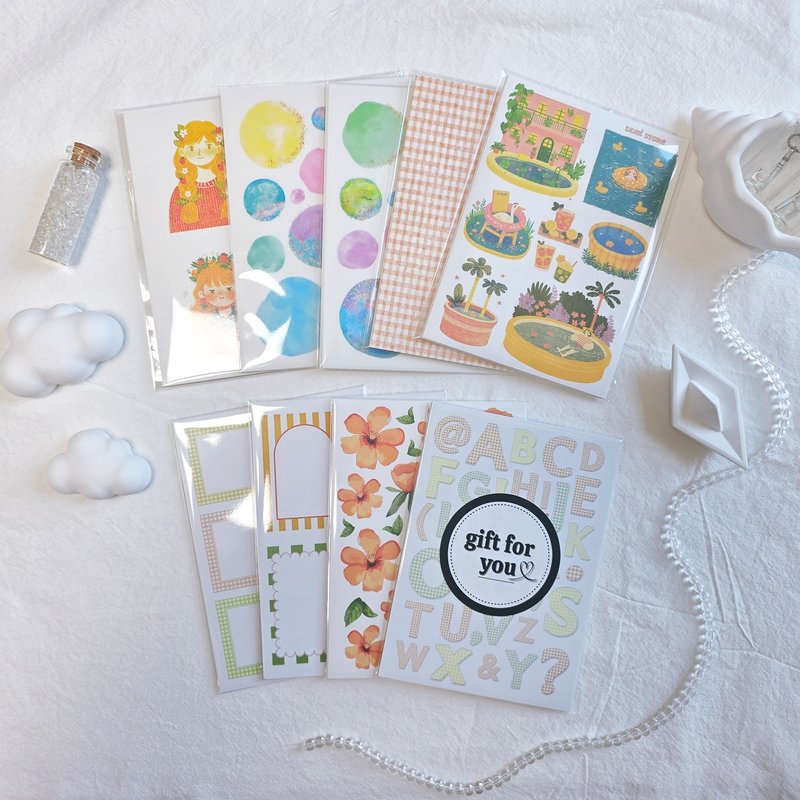 Summer Orange Package stickers set pack - 貼紙 - 紙 黃色