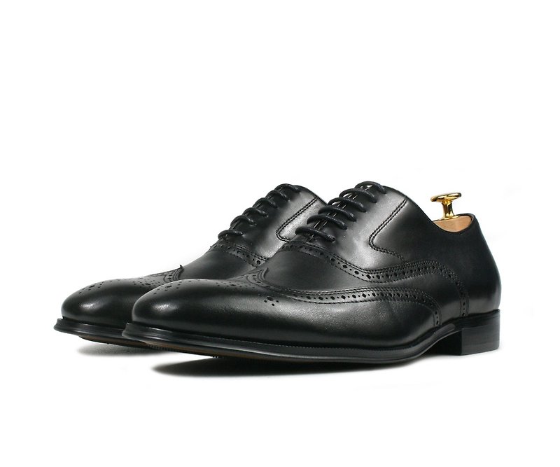 Smoked old carved Oxford shoes-RX469 - Men's Oxford Shoes - Genuine Leather Black