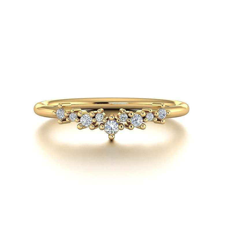【輕珠寶】純18K金簡約排鑽鑽石線戒戒指 客製化婚戒訂製 R017 - 戒指 - 鑽石 銀色