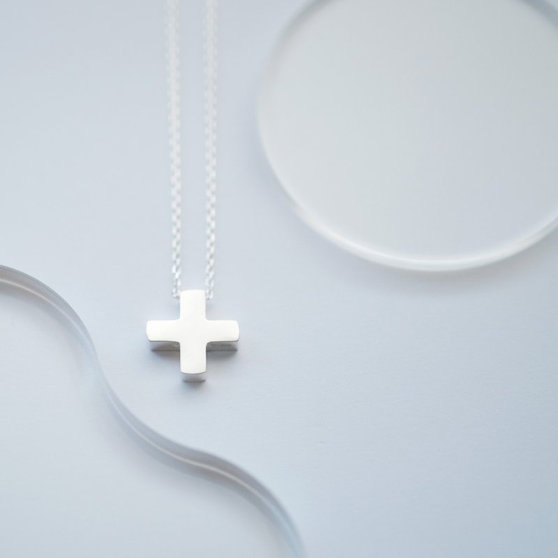 Cross Necklace Silver 925 Men's Unisex - Necklaces - Other Metals Silver