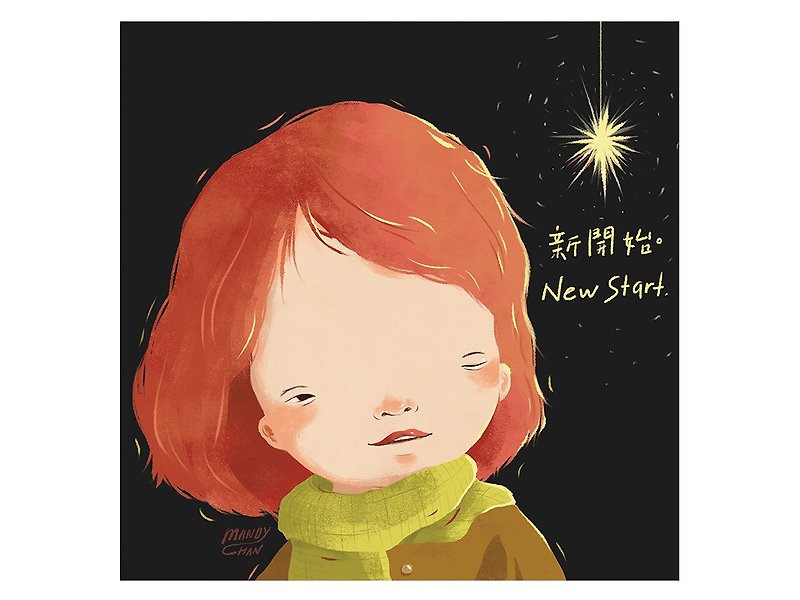 Chen Wei Card /ポートレートカード/ Red Short Hair Girl - カード・はがき - 紙 レッド