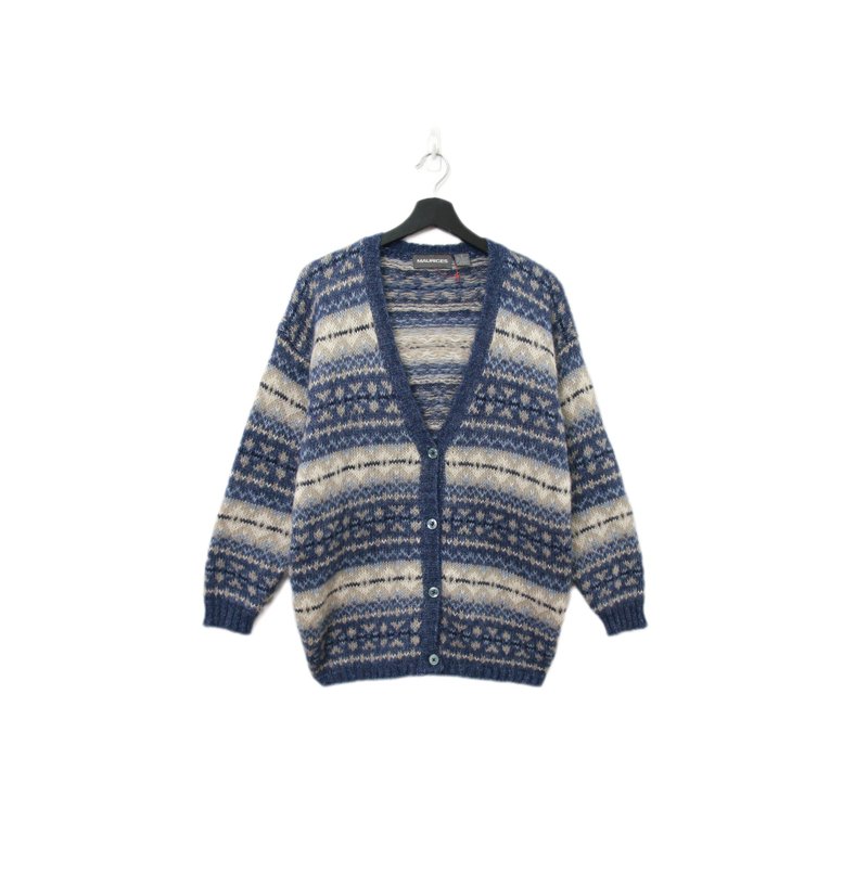 Back to Green-復古毛衣 開襟毛衣 藍層次 ws-26 vintage sweater - 男毛衣/針織衫 - 聚酯纖維 