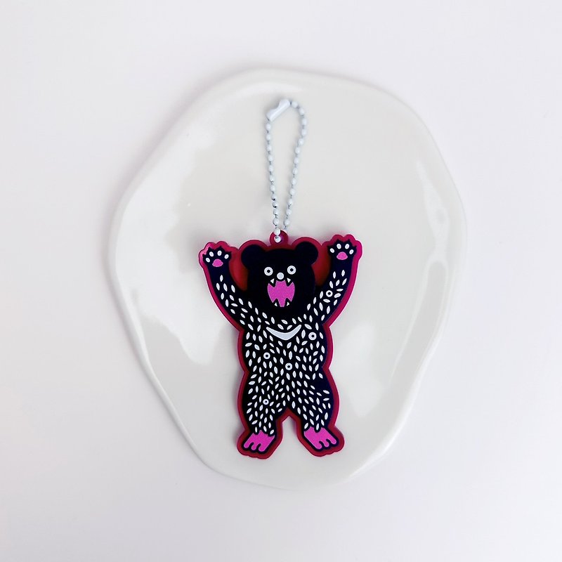 Leaf Monster - Taiwan Black Bear - Acrylic Pendant - Charms - Acrylic Red