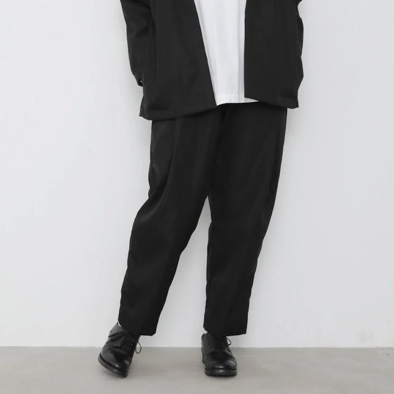 OMAKE.jp Tapered Pants HarenohiPants Black - กางเกงขายาว - ผ้าฝ้าย/ผ้าลินิน สีดำ