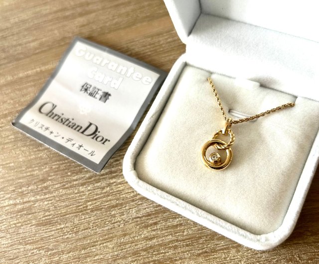 Dior ゴールドクリスタルダブルリングネックレス 国内中古 CHRISTIAN DIOR ダブルリング ネックレス/ネック