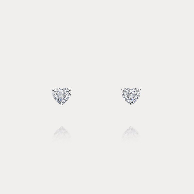 Corazón | 0.40ct Perfect Heart Cut Natural Diamond 18K Earrings - Earrings & Clip-ons - Diamond White