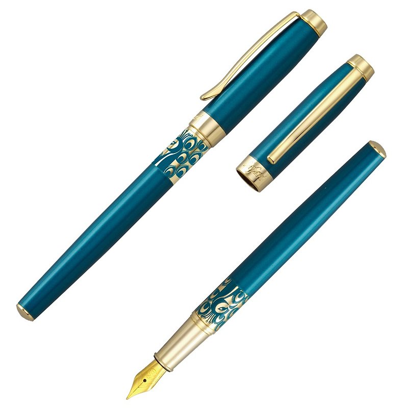 [IWI] Safari safari pen (gift lettering) - blue peacock pattern IWI-9S530FP-55G - Fountain Pens - Other Metals 