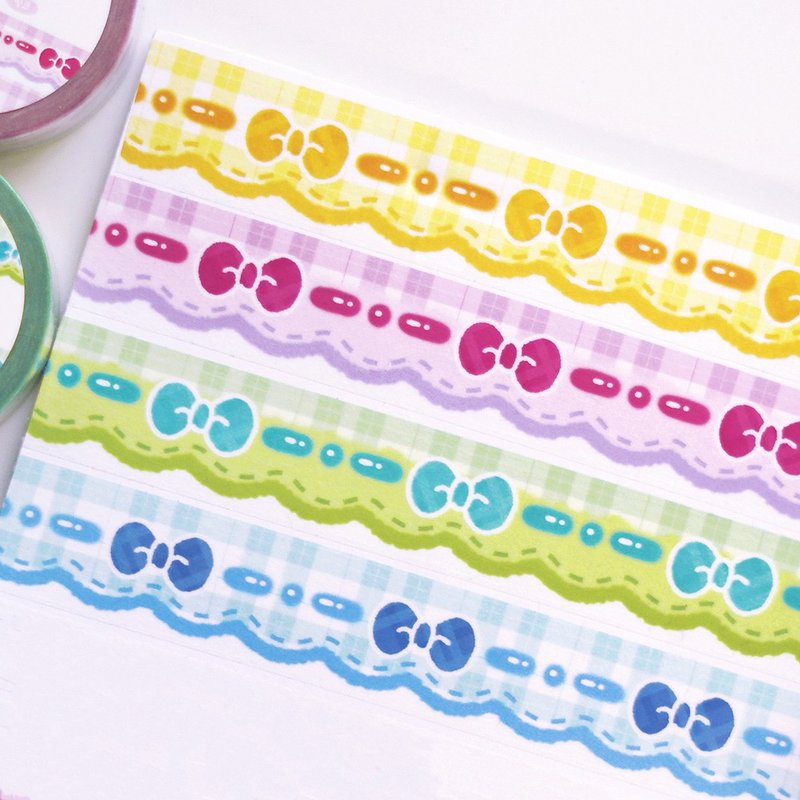 Mongsil ribbon check masking tape 4 types - 紙膠帶/和紙/PET - 紙 