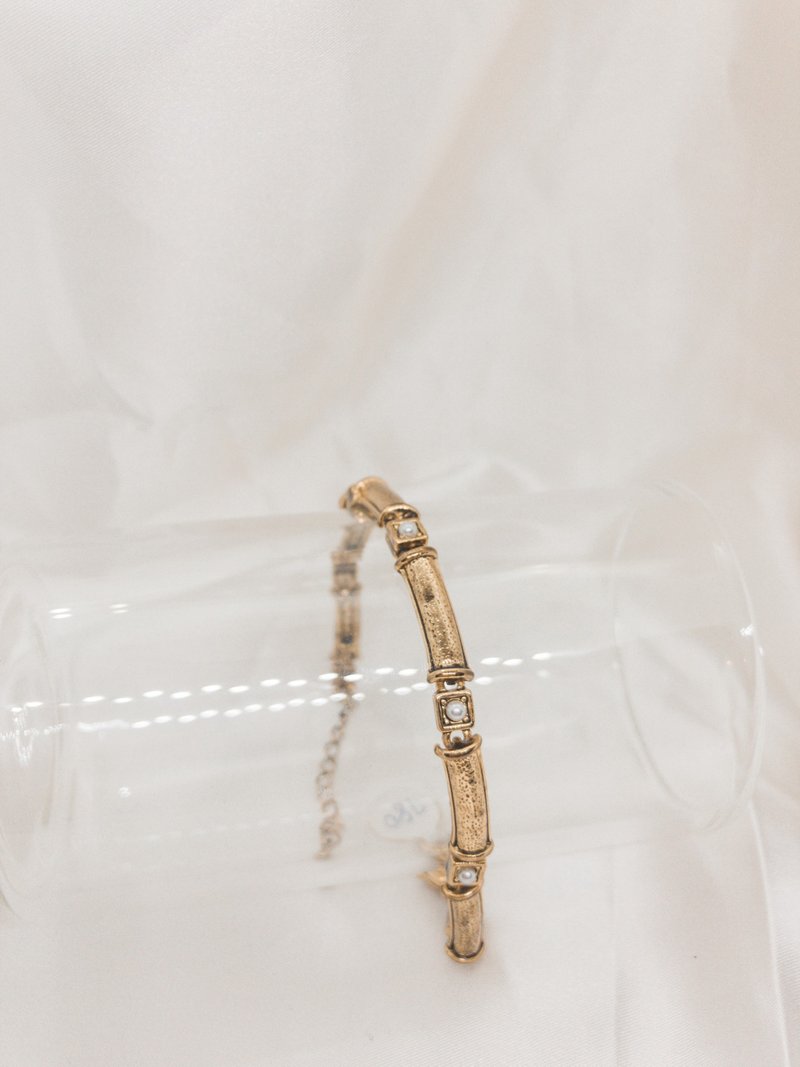 純真選品 竹節珍珠手鍊 - 手鍊/手鐲 - 其他金屬 金色