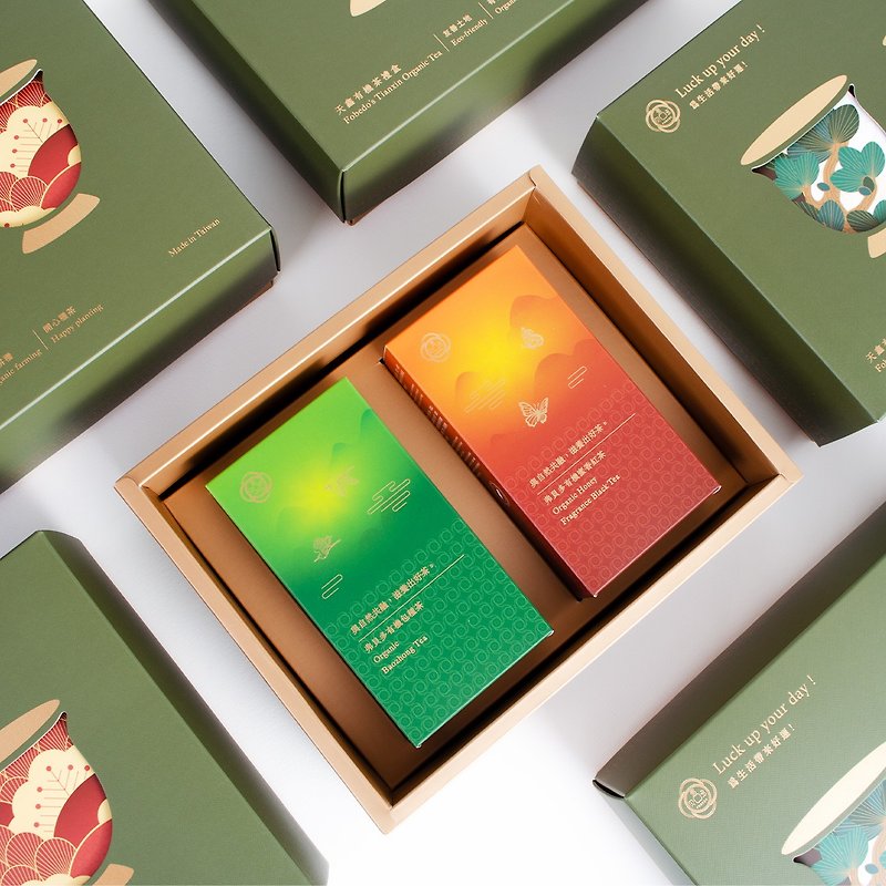 Fobedo Tianxin organic tea gift box Baozhong tea/honey black tea - ชา - กระดาษ สีเขียว