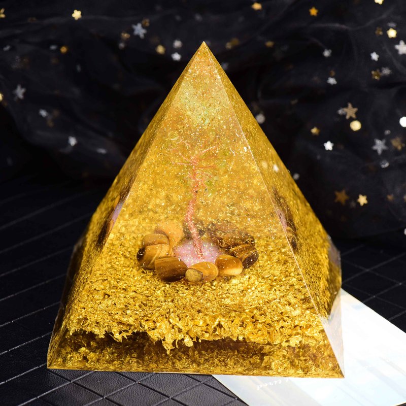 8cm大金字塔奧根塔Orgonite/脈輪/冥想/能量橄欖石虎眼 - 擺飾/家飾品 - 樹脂 