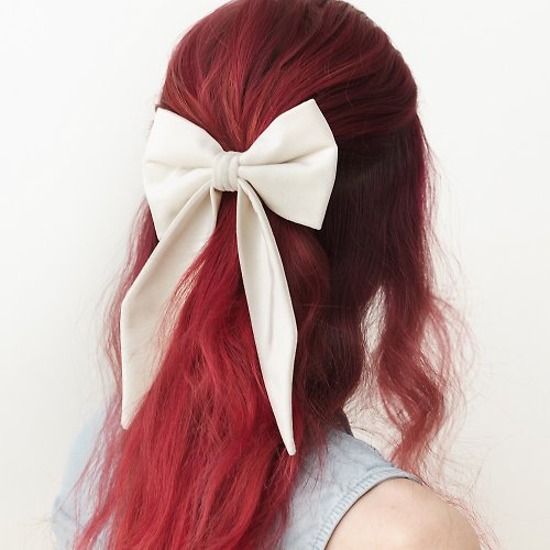 Red Bow for Girl, Velvet Hair Bow Clip for Women, Big Hair