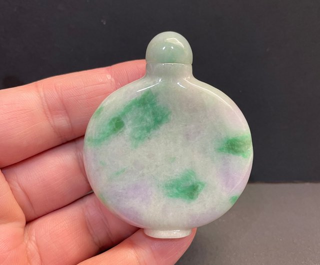 Hanyu Jewelry 天然翡翠 トリコロール翡翠 スナッフボトル グリーン +