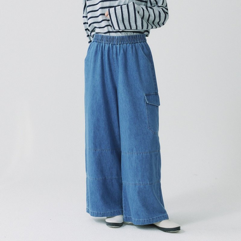 【Simply Yours】直筒工裝口袋牛仔褲 深藍F - 女裝闊腳褲/長褲 - 棉．麻 藍色