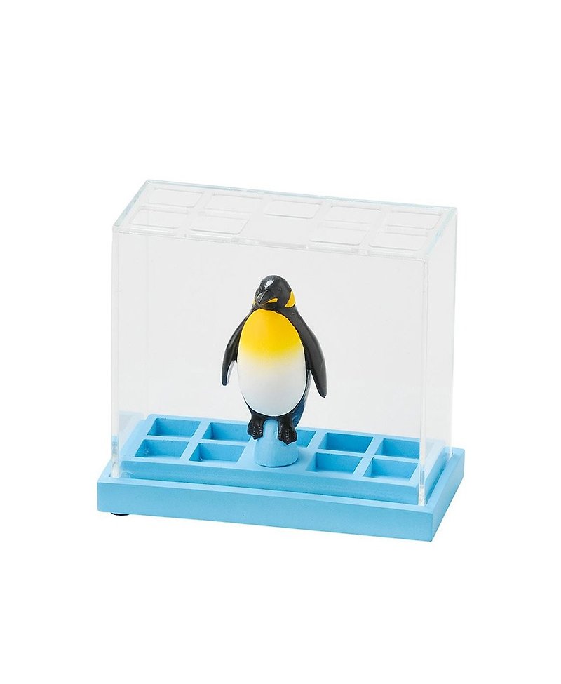 Japan Magnets Animal Shaped Transparent Acrylic Pen Holder / Stationery Storage Rack (King Penguin) - กล่องใส่ปากกา - วัสดุอื่นๆ สีน้ำเงิน