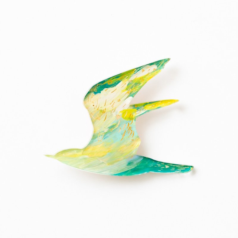 絵のブローチ【鳥】 - 胸針/心口針 - 壓克力 綠色