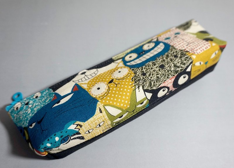 貓咪圖案筆袋 - 鉛筆盒/筆袋 - 棉．麻 多色