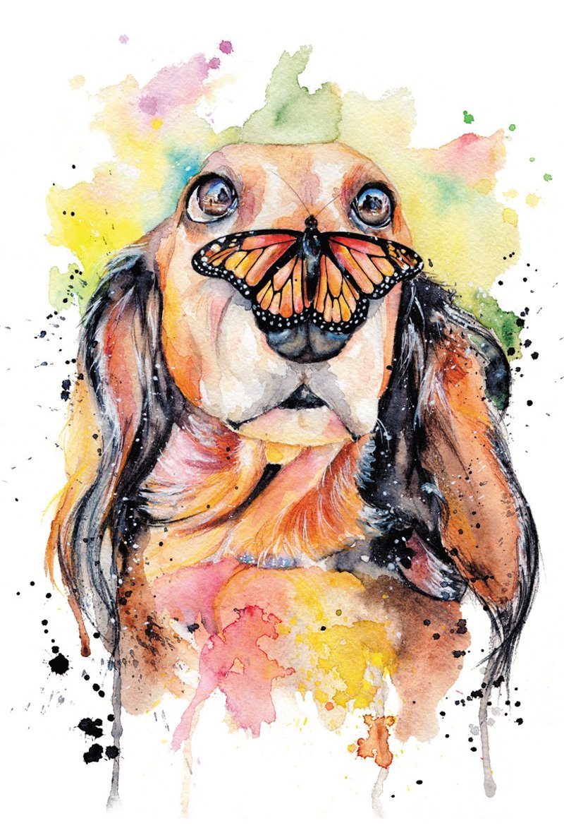 Watercolor Dog Portrait - 似顏繪/客製畫 - 紙 橘色