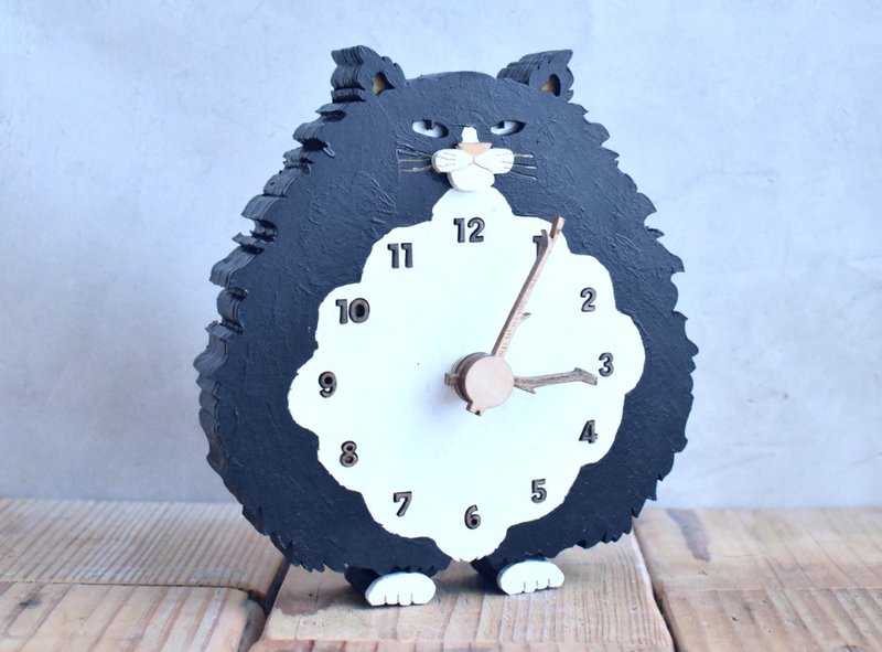 Hachiware Cat Long Clock Wooden Table Clock - Clocks - Wood Black