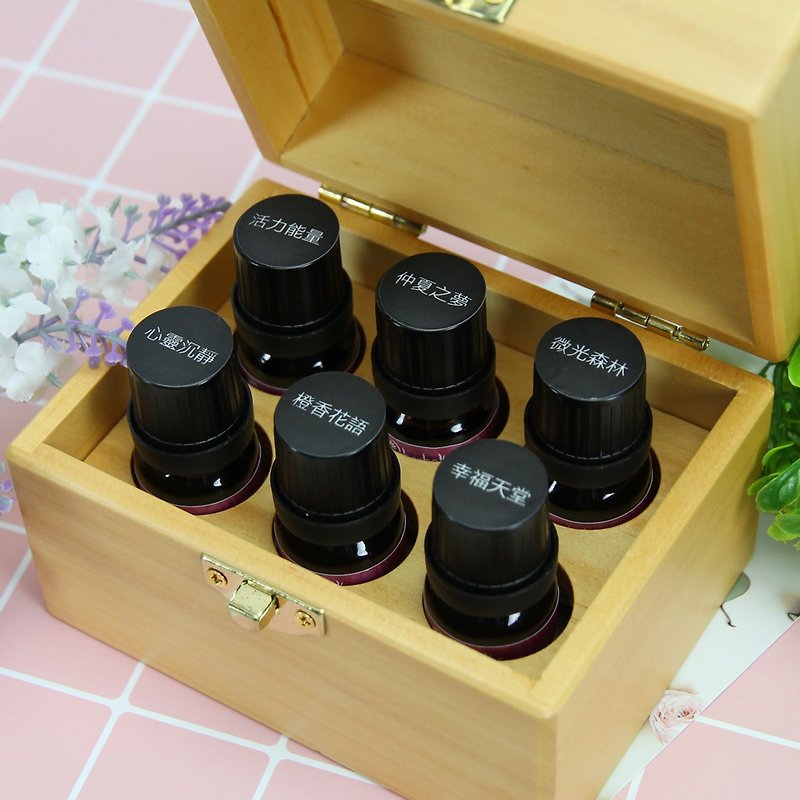 Six-compartment wooden box compound essential oil set (10ml x6)-Mother's Day gift box - น้ำหอม - ไม้ 