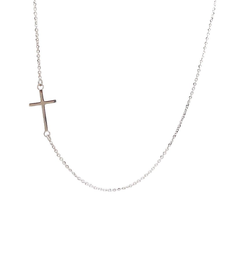純銀鎖骨十字架項鍊 - 項鍊 - 其他金屬 銀色