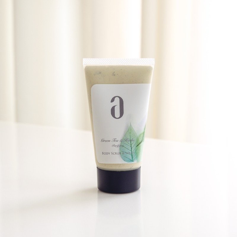 Body Scrub | Green Tea & Herbs | Body Wrap 75ml - made by rosemary, jojoba and sweet almond oil / relaxing scent - ครีมอาบน้ำ - วัสดุอื่นๆ สีเขียว