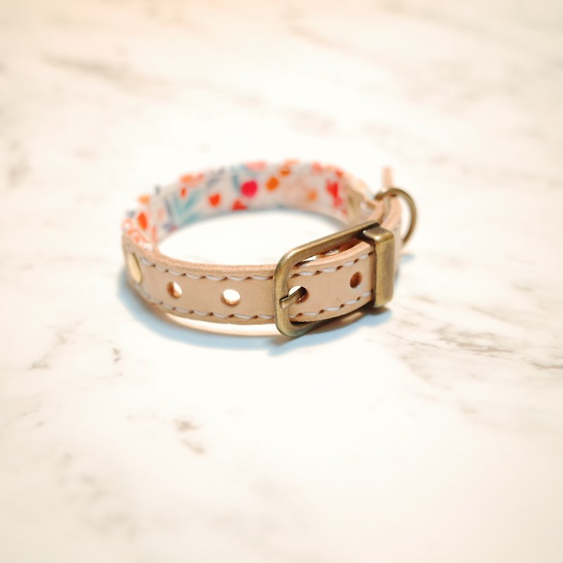 Dog Big Cat Collar No. S Spring Friendship Small Broken Flower Planting Pu Leather With Bell Can Purchase Tag - Collars & Leashes - Cotton & Hemp 