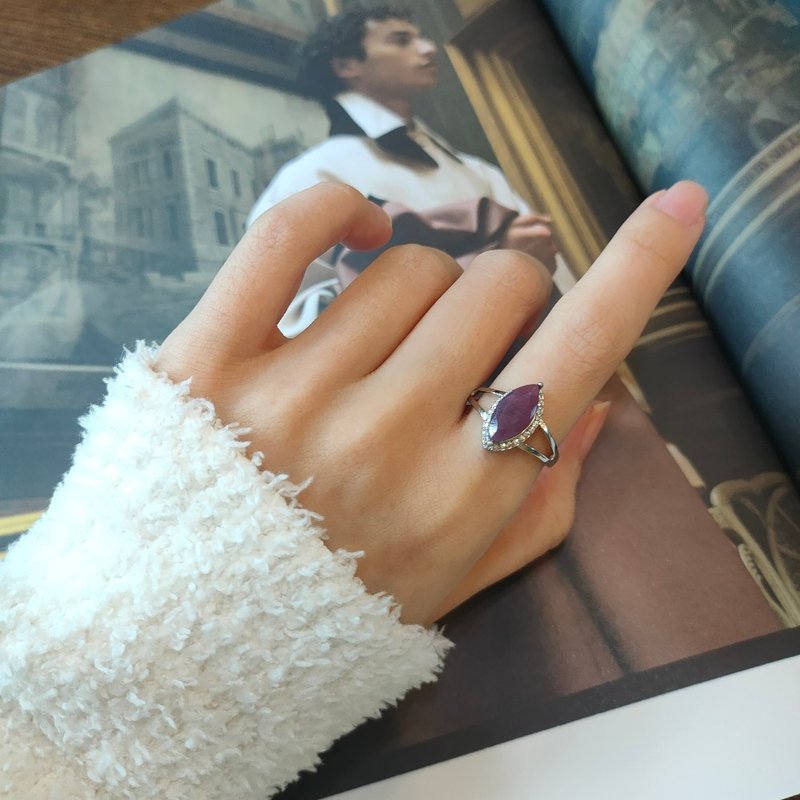 Le Bonheur 紅寶石馬眼戒指 開口可調節(情人節 生日禮物) - 戒指 - 半寶石 紅色