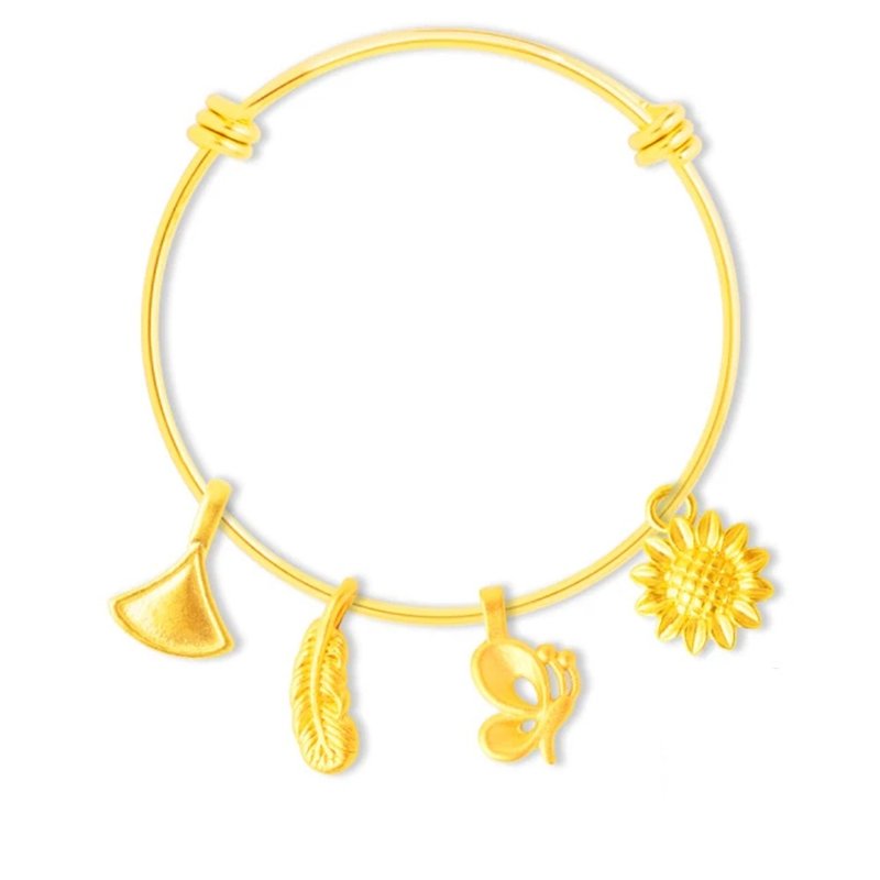 [Children's Painted Gold Jewelry] Children's Heart Love Circle Nature Series Four Types Available with Anti-Allergy Bracelet - Bracelets - 24K Gold Gold