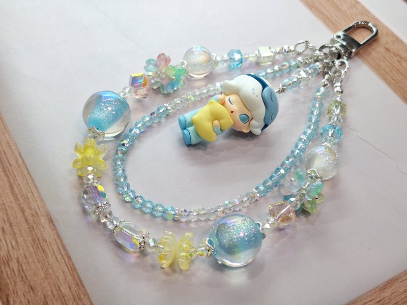 可愛萌粒抱枕男孩手機鏈 - 鑰匙圈/鑰匙包 - 半寶石 