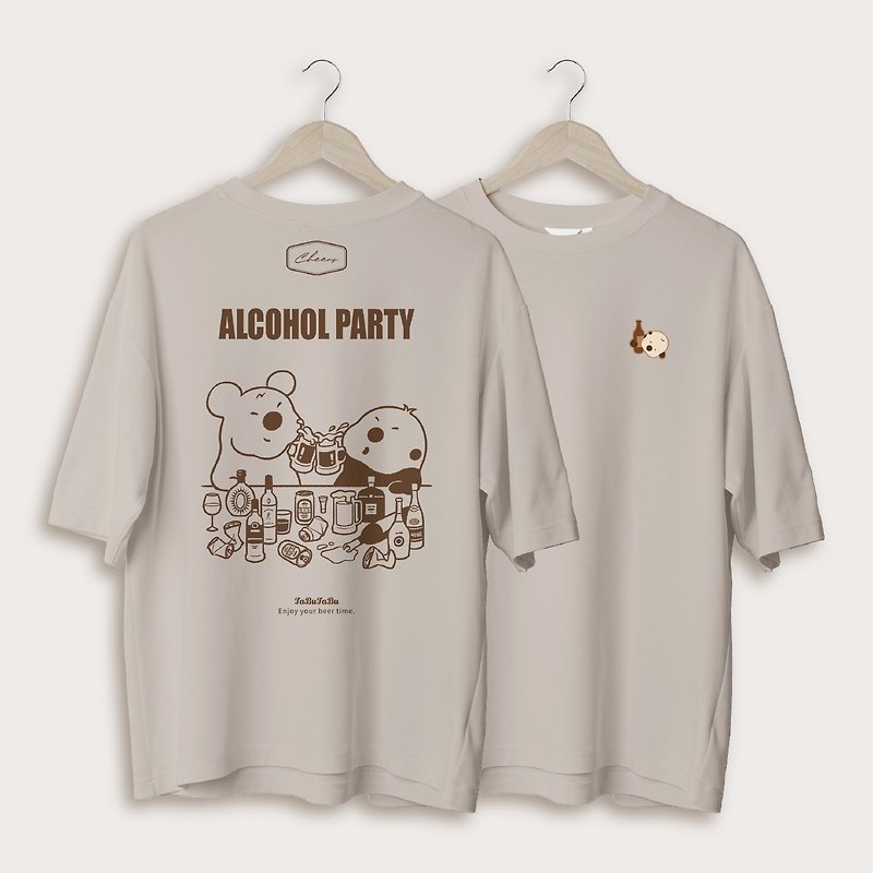 Aodou Da Green Thick Pound T (Alcohol Party Style) - Women's T-Shirts - Cotton & Hemp Brown
