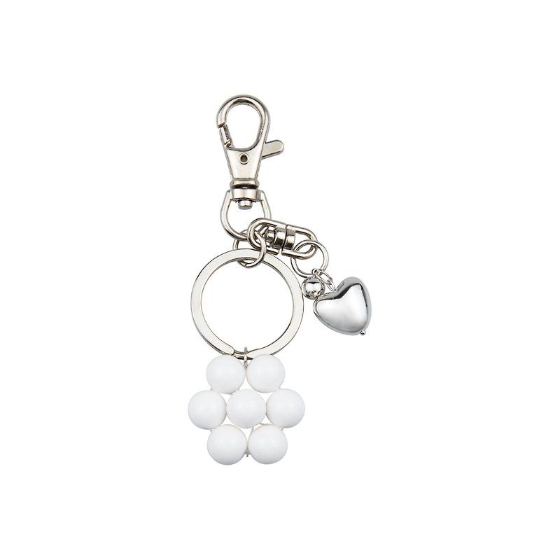 Flower keyring white - Keychains - Other Materials 