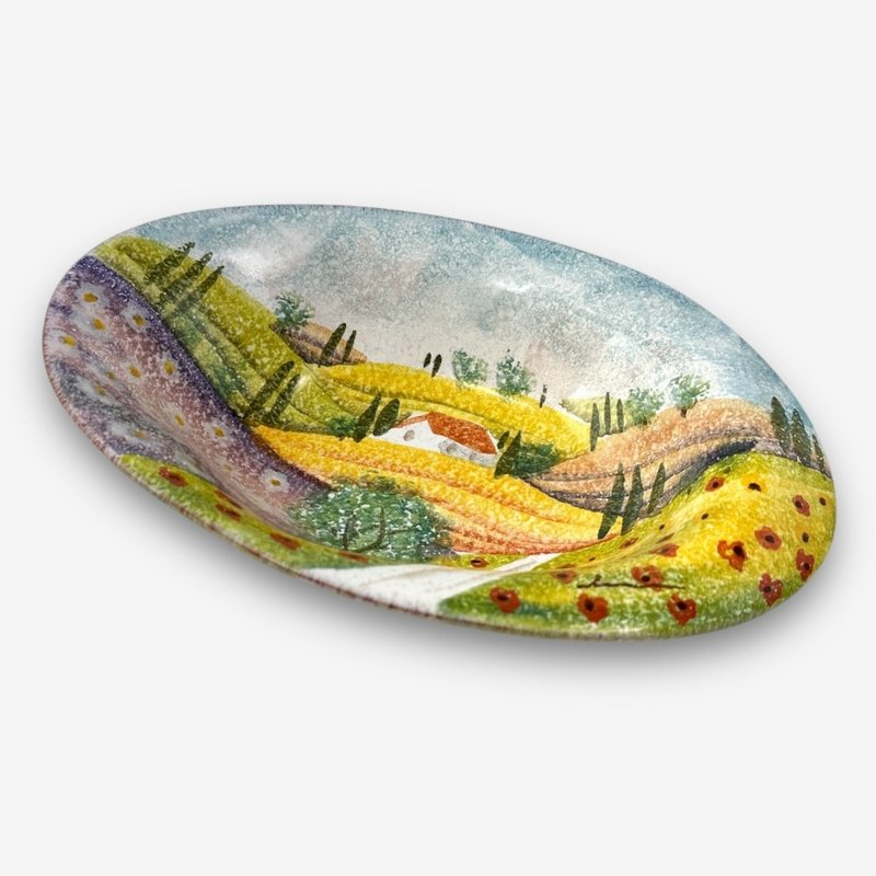 義大利手工陶-NS曙光 餐盤 25x17cm - 盤子/餐盤/盤架 - 陶 藍色