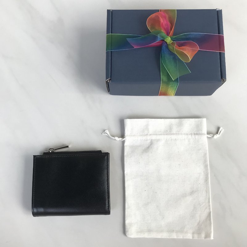 Leather wallet Black&Silver Unisex wallet Rainbow package - Wallets - Genuine Leather Black