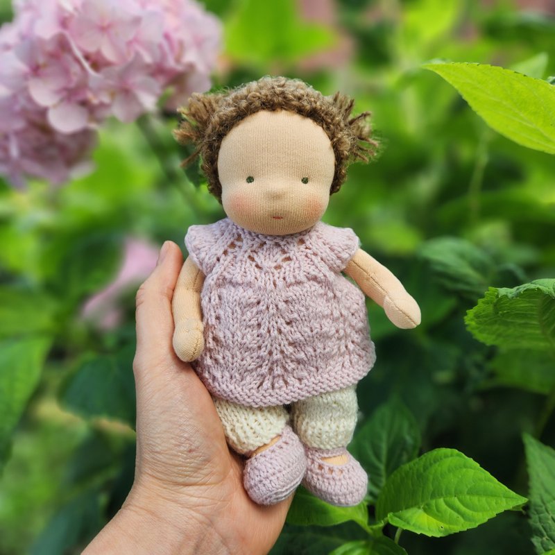 MADE TO ORDER Waldorf doll pocket doll 7 inch (18 cm) tall. - 寶寶/兒童玩具/玩偶 - 環保材質 粉紅色